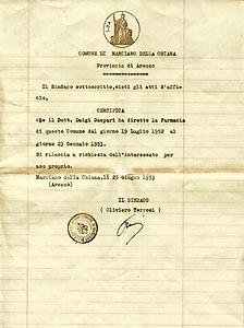 1953 Marciano (AR) certificato... 