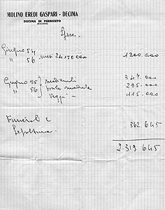 1954-56 appunto autografo di Luigi Gaspari - contabilità familiare