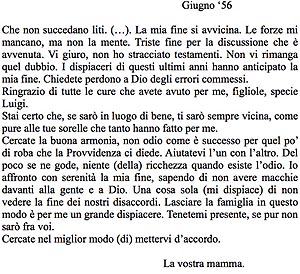 Trascrizione degli ultimi pensieri di Ida Gaspari