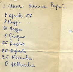 1967 appunto autografo Luigi per messe per mamma e papà