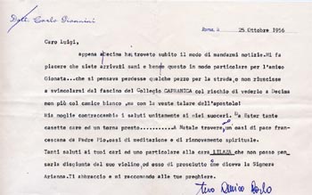 1956 lettera del compagno di scuola Carlo Giannini